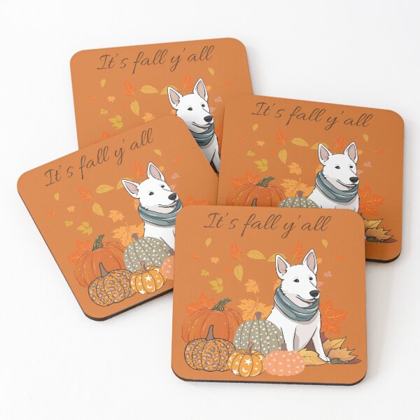 Item preview, 'It's Fall Y'all - Cozy  White Swiss Sheperd with Pumpkins and Leaves" designed and sold by GoodyPaws.