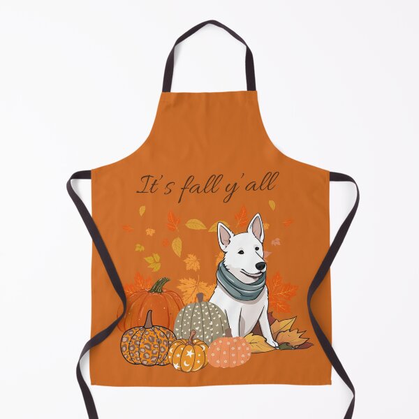 Item preview, 'It's Fall Y'all - Cozy White Swiss Sheperd with Pumpkins and Leaves" designed and sold by GoodyPaws.