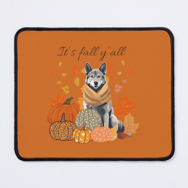 Item preview, 'It's Fall Y'all - Cozy Czechoslovakian Wolfdog with Pumpkins and Leaves" designed and sold by GoodyPaws.
