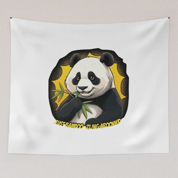 Item preview, A cartoon panda chewing a bamboo leaf with the phrase "Just Bamboo-zling Around". designed and sold by osamawaleed1997.