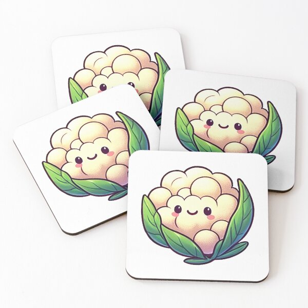 Item preview, Smiling Cartoon Cauliflower with Green Leaves designed and sold by Chokhdi289shop.