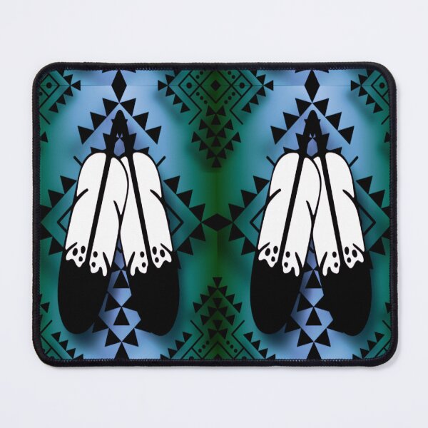 Item preview, Dark Green/ Light Blue Gradient / Black Double Feather Native Print designed and sold by JMWCD.