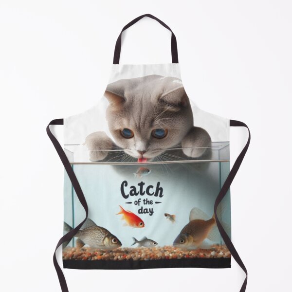 Item preview, A small fish cat inside a bowl with “Catch of the Day”. designed and sold by osamawaleed1997.