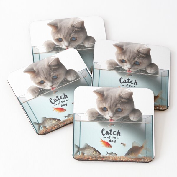 Item preview, A small fish cat inside a bowl with “Catch of the Day”. designed and sold by osamawaleed1997.