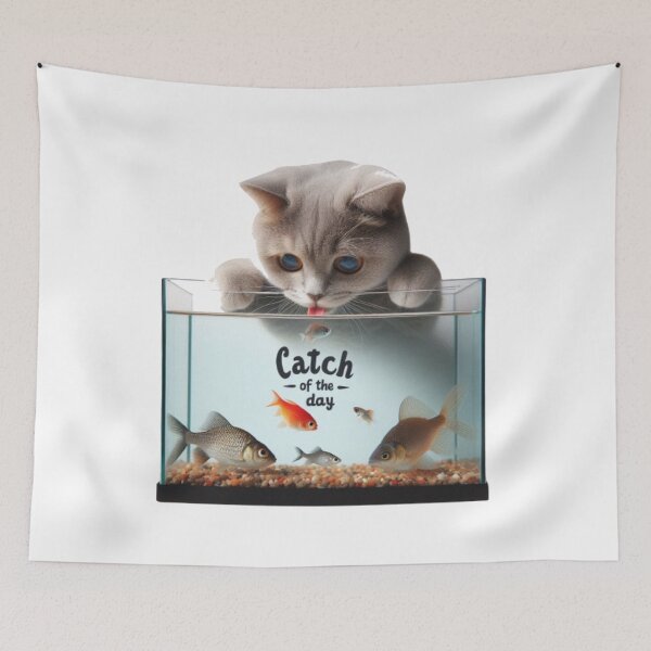 Item preview, A small fish cat inside a bowl with “Catch of the Day”. designed and sold by osamawaleed1997.
