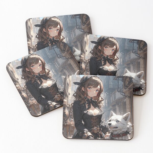 Item preview, Anime Steampunk girl with dog in a fantasy world art designed and sold by TheArtistOf2022.