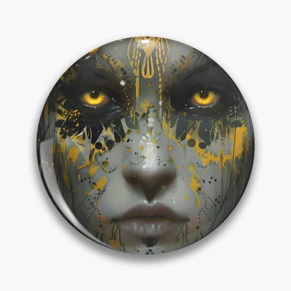 Item preview, Mystical woman with golden splashes and dark feathers. designed and sold by Artessie.