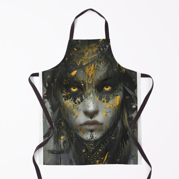 Item preview, Mystical woman with golden splashes and dark feathers. designed and sold by Artessie.