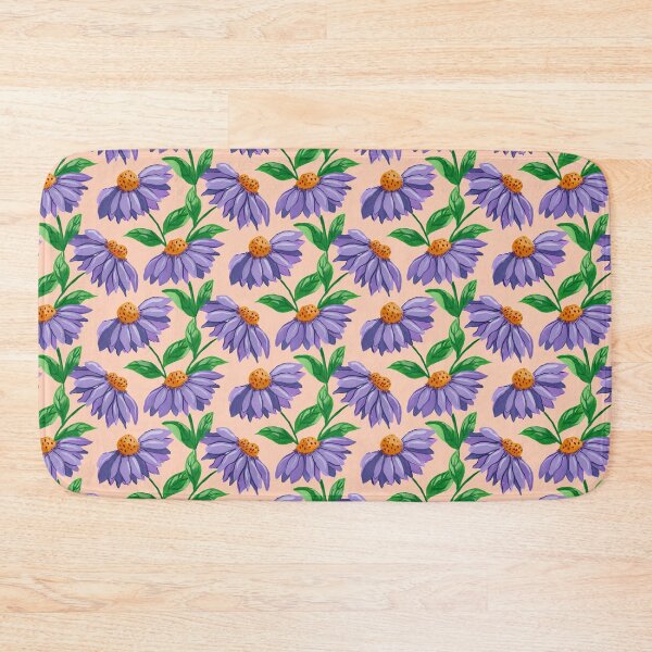 Item preview, Hand painted gouache painterly purple coneflowers on a lovely light peach background designed and sold by JasmineGDesigns.