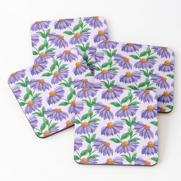 Item preview, Hand painted gouache painterly purple coneflowers on a lovely light purple background designed and sold by JasmineGDesigns.