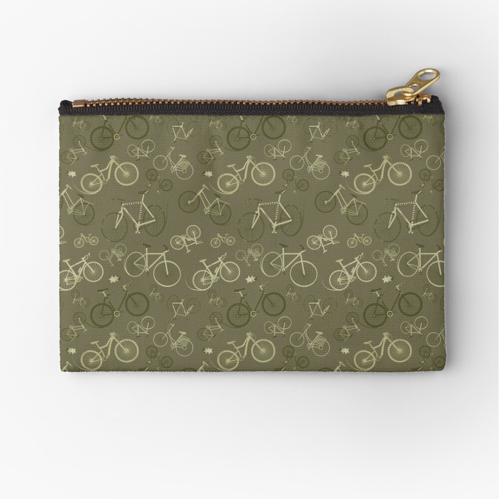 I love bikes in Army Green Zipper Pouch