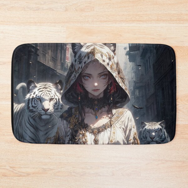 Item preview, Urban Anime fighter girl with white tigers in city art designed and sold by TheArtistOf2022.