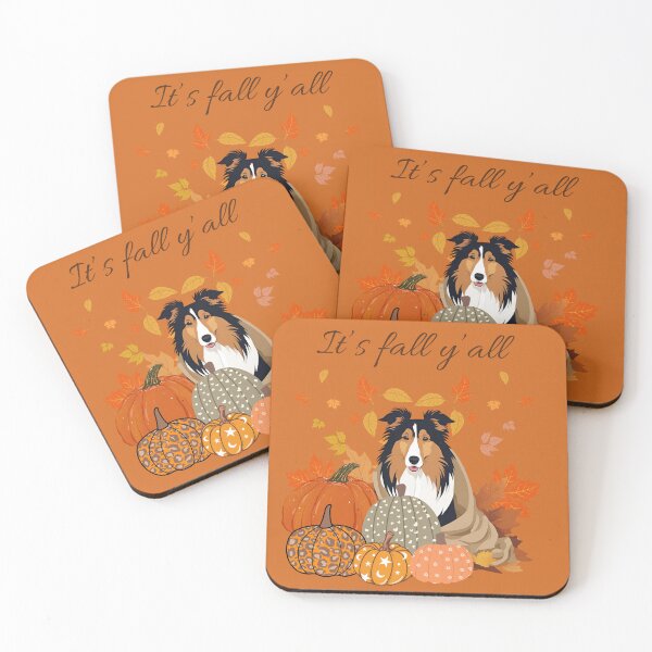 Item preview, 'It's Fall Y'all - Cozy Rough Collie with Pumpkins and Leaves" designed and sold by GoodyPaws.