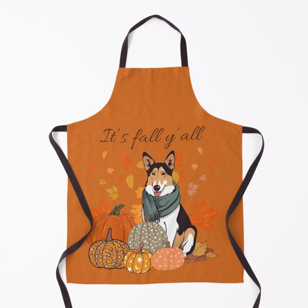 Item preview, 'It's Fall Y'all - Cozy Smooth Collie with Pumpkins and Leaves" designed and sold by GoodyPaws.