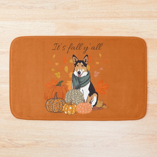 Item preview,  'It's Fall Y'all - Cozy Smooth Collie with Pumpkins and Leaves" designed and sold by GoodyPaws.