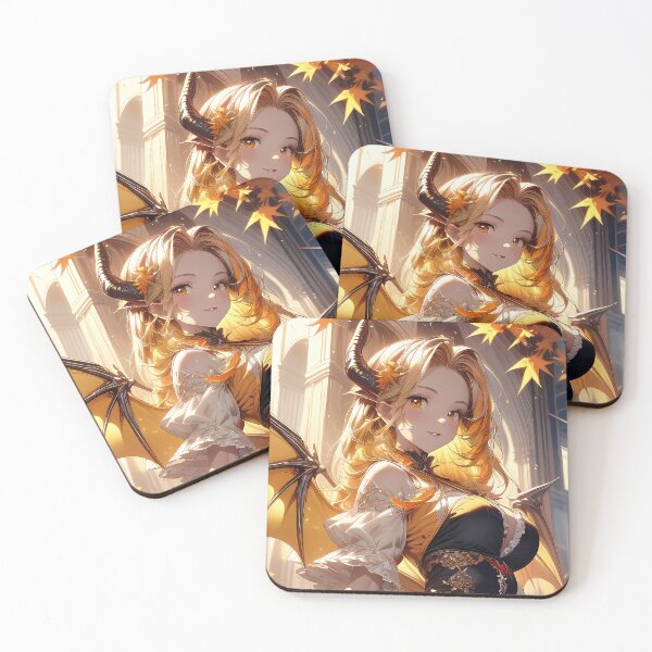 Item preview, Golden gothic vampire anime girl with wings at sunrise portrait art designed and sold by TheArtistOf2022.
