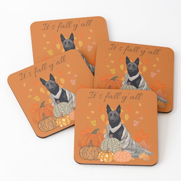 Item preview,   'It's Fall Y'all - Cozy Dutch Shepherd with Pumpkins and Leaves" designed and sold by GoodyPaws.