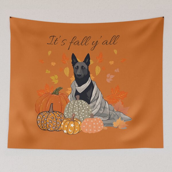 Item preview,   'It's Fall Y'all - Cozy Dutch Shepherd with Pumpkins and Leaves" designed and sold by GoodyPaws.