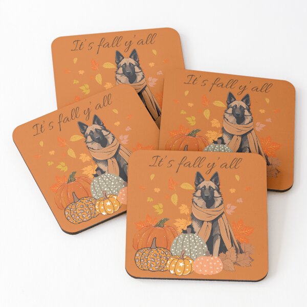 Item preview,  'It's Fall Y'all - Cozy belgian sheepdog tervuren with Pumpkins and Leaves" designed and sold by GoodyPaws.