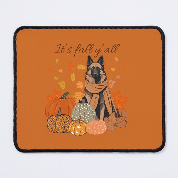 Item preview, 'It's Fall Y'all - Cozy belgian sheepdog tervuren with Pumpkins and Leaves" designed and sold by GoodyPaws.
