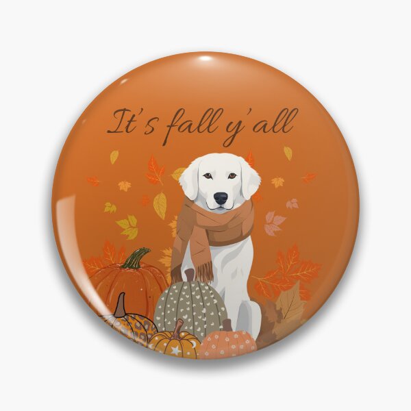 Item preview, 'It's Fall Y'all - Cozy Kuvasz with Pumpkins and Leaves" designed and sold by GoodyPaws.