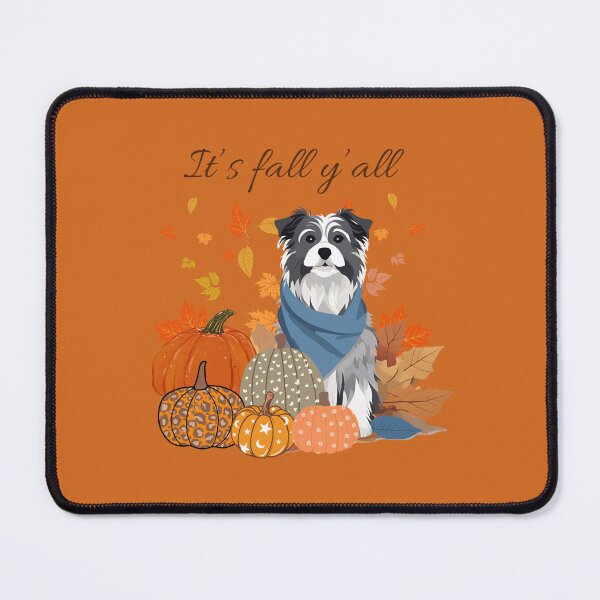 Item preview, 'It's Fall Y'all - Cozy Pyrenean Sheepdog with Pumpkins and Leaves" designed and sold by GoodyPaws.
