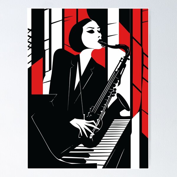 Artikel-Vorschau von Moderner Jazz-Saxophonist Art Deco Poster, designt und verkauft von -DEEWOLF-.