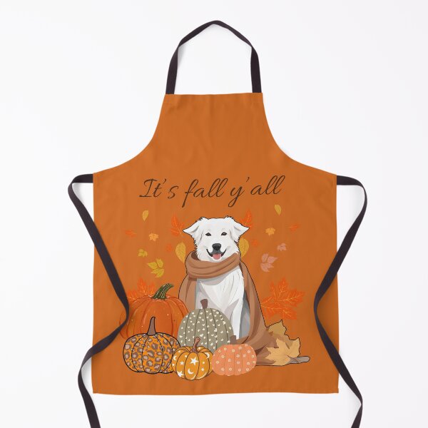 Item preview, 'It's Fall Y'all - Cozy Kuvasz with Pumpkins and Leaves" designed and sold by GoodyPaws.