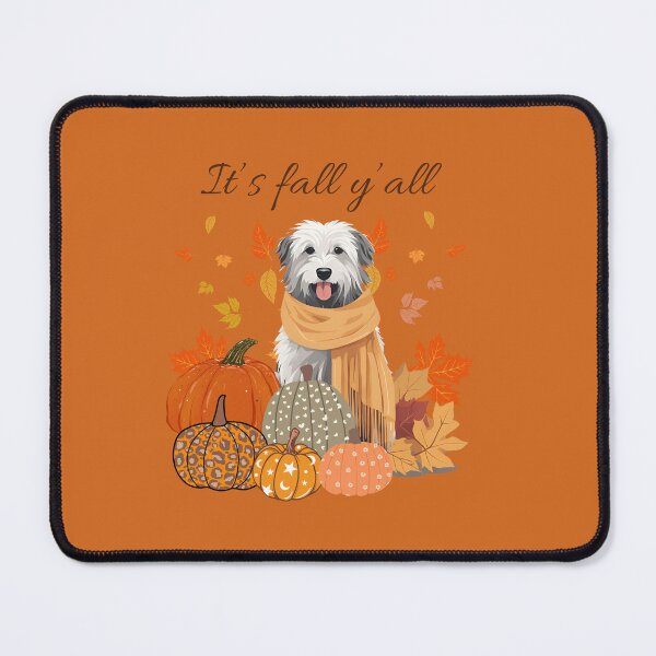 Item preview,  'It's Fall Y'all - Cozy South Russian Shepherd with Pumpkins and Leaves" designed and sold by GoodyPaws.