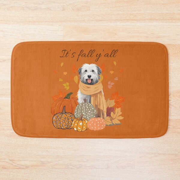 Item preview,  'It's Fall Y'all - Cozy South Russian Shepherd with Pumpkins and Leaves" designed and sold by GoodyPaws.