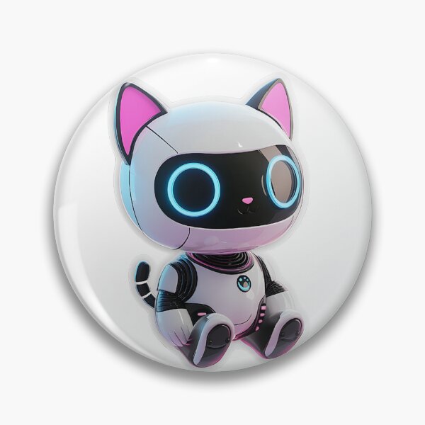 Item preview, Adorable Futuristic Robot Cat - Kawaii Neon Kitty designed and sold by Creet-Design.
