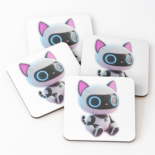 Item preview, Adorable Futuristic Robot Cat - Kawaii Neon Kitty designed and sold by Creet-Design.