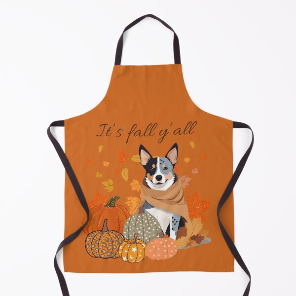 Item preview, 'It's Fall Y'all - Cozy Australian Cattle Dog  with Pumpkins and Leaves" designed and sold by GoodyPaws.