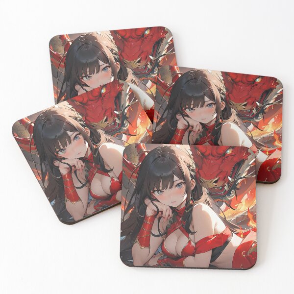 Item preview, Anime samurai girl with big Chinese dragon art designed and sold by TheArtistOf2022.