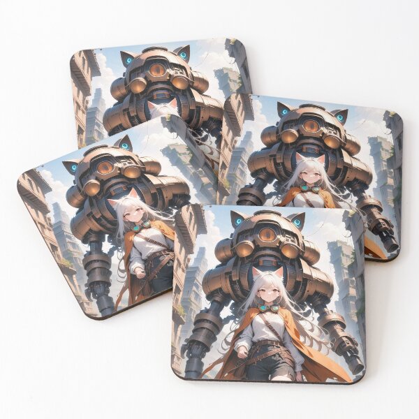 Item preview, Mech and scifi girl in a city art designed and sold by TheArtistOf2022.