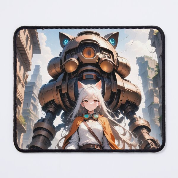 Item preview, Mech and scifi girl in a city art designed and sold by TheArtistOf2022.