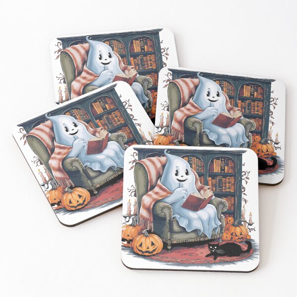 Item preview, Retro Ghost Reading Books lover Librarian Ghost Halloween Teacher  designed and sold by Micro-dose.