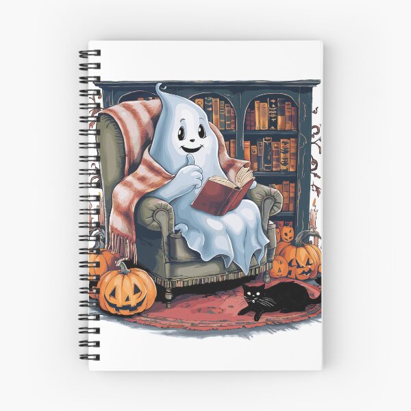 Item preview, Retro Ghost Reading Books lover Librarian Ghost Halloween Teacher  designed and sold by Micro-dose.