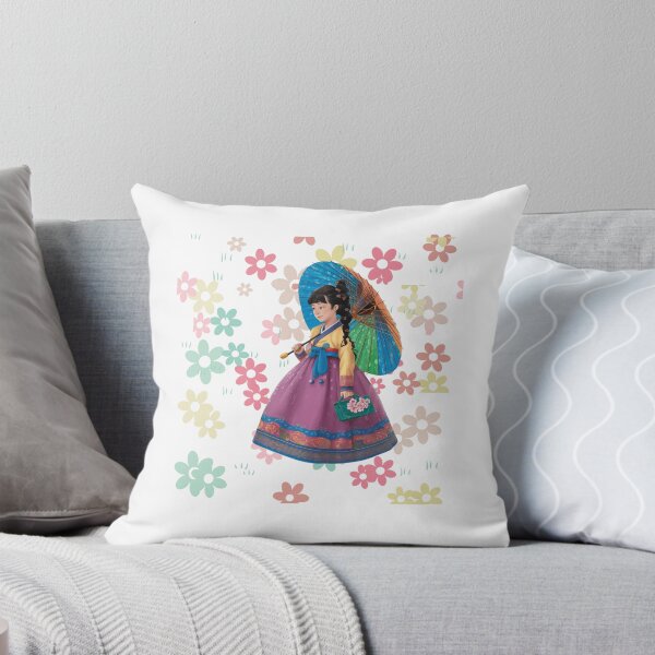 Item preview,  Korean Coquette Girl in Traditional Dress with Floral Bow Background   designed and sold by StyleFused.