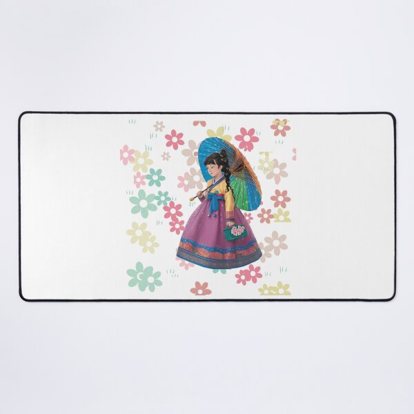 Item preview, Korean Coquette Girl in Traditional Dress with Floral Bow Background designed and sold by StyleFused.