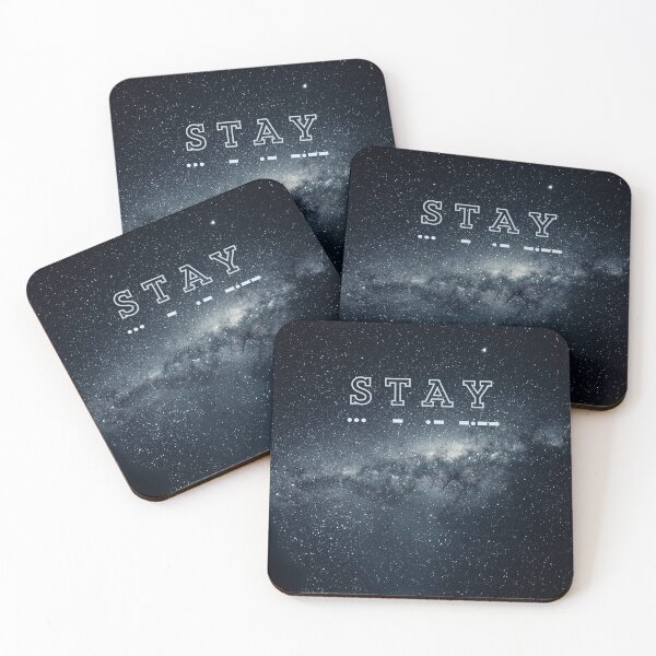 Item preview, Interstellar Light Blue Stay Text Morse Code with Space Background Digital Drawing designed and sold by AveryBMS.