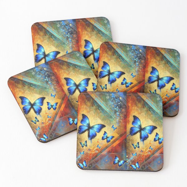 Item preview,  BLUE BUTTERFLIES RED FLORAL ABSTRACT ART  designed and sold by Trends Art Creations .
