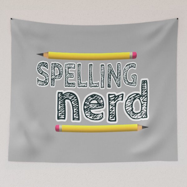 Item preview, Spelling Nerd. Funny Statement for Proud Proper Spelling Lovers. Yellow Pencils with Black Letters. (Gray Background) designed and sold by ArtByLM.