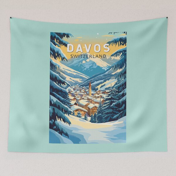 Item preview, Davos Switzerland Travel Art Vintage designed and sold by KrisSidDesigns.