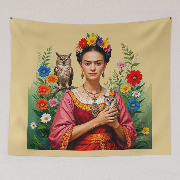 Item preview,  Frida kahlo  Owl Wild flowers designed and sold by TeeARTHY.