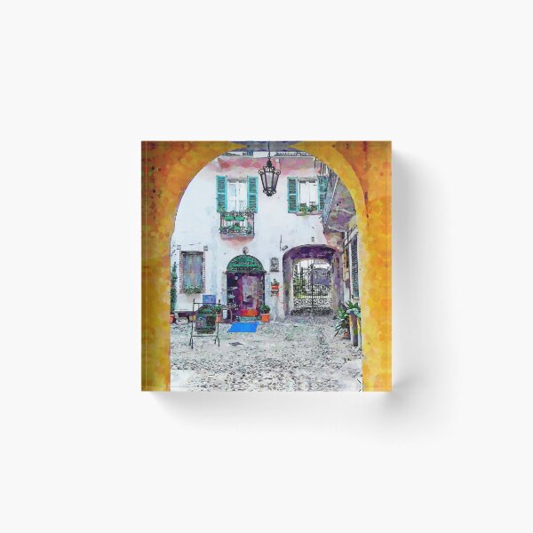 Item preview, Arona: courtyard with shoe store designed and sold by Giuseppe Cocco.