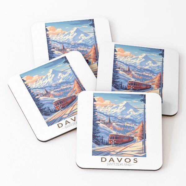 Item preview, Davos Switzerland Train Travel Art Vintage designed and sold by KrisSidDesigns.