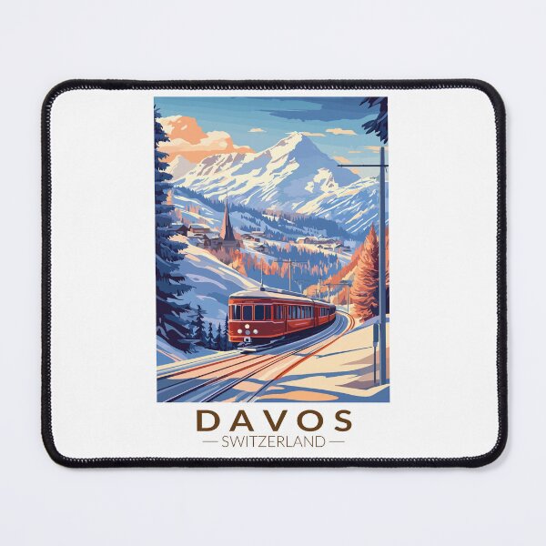 Item preview, Davos Switzerland Train Travel Art Vintage designed and sold by KrisSidDesigns.