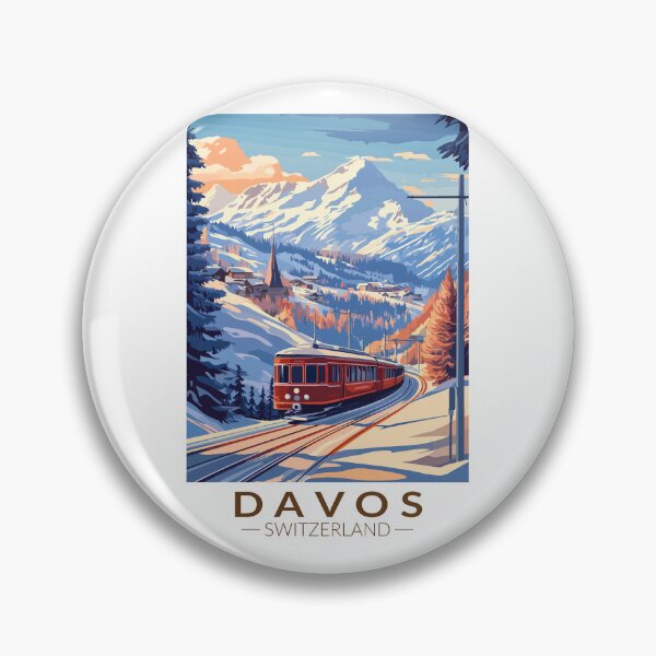 Item preview, Davos Switzerland Train Travel Art Vintage designed and sold by KrisSidDesigns.