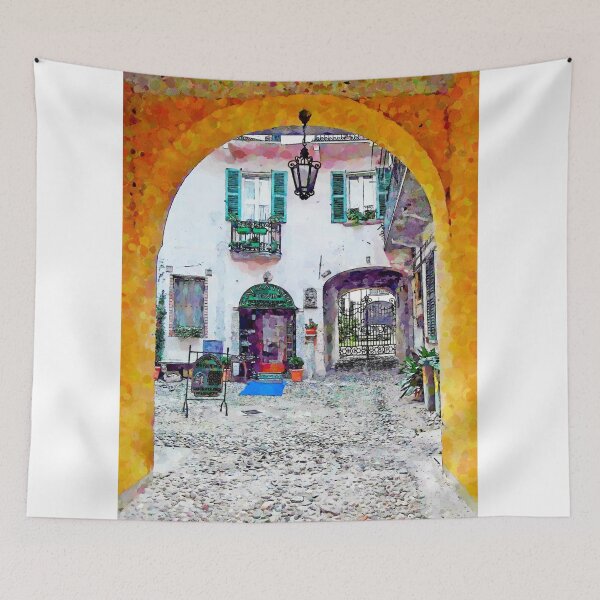 Item preview, Arona: courtyard with shoe store designed and sold by Giuseppe Cocco.